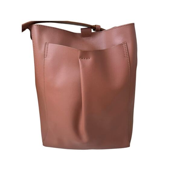 EVERLANE The Studio Bag Leather Cognac Brown Large Minimalist Work Shoulder Bag - Picture 5 of 14